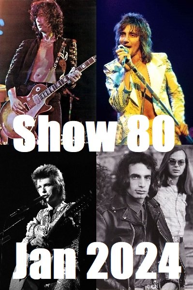 Show 80 of Glenn’s Lost Classics. This my January 2024 Show. This month you will be hearing the music of Rock Stars with birthdays in January. We will be celebrating the birthdays of Paul Revere with Paul Revere and The Raiders, Captain Beefheart, Syd Barrett and Nick Mason with Pink Floyd, Stephen Stills with Manassas, John Belushi with The Blues Brothers, Chris Bell with Big Star, Rod Stewart solo, Donald Fagen with Steely Dan, Ronnie Van Zandt with Lynyrd Skynyrd, Steve Marriott with Humble Pie, Robin Zander with Cheap Trick, Tommy Ramone with The Ramones, Aynsley Dunbar with Frank Zappa, Tortelvis with Dread Zeppelin, Jim Ladd with a song by Tom Petty and The Heartbreakers, Michael Des Barres with The Michael Des Barres Band, Jesse Malin Solo, Lucinda Williams, Malcolm Young with The Marcus Hook Roll Band, Brian Ray Solo, David Bowie, Robbie Krieger with The Doors, Eddie Van Halen with Van Halen, John Paul Jones and Jimmy Page with Led Zeppelin, Mick Taylor with The Rolling Stones, and Lead Belly